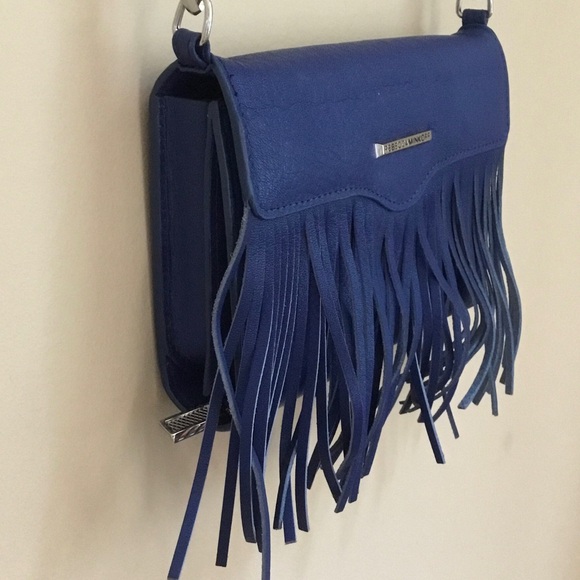 Rebecca Minkoff Blue Leather Fringe Case Mate Convertible Crossbody Bag Clutch - Picture 6 of 16